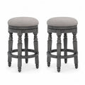2er Set Barhocker rund gepolstert Polyester Kautschukholz Hellgrau Dunkelgrau 42 x 42 x 66 cm