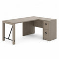 L Schreibtisch mit 2 Schubladen aus Spanplatte und Stahl Eiche Grau Schwarz L 160 x B 120 x H 75 cm
