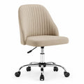 Bürostuhl Drehstuhl höhenverstellbar mit Rollen und Schalenform aus Polyester und verchromtem Stahl Beige Silberfarben Schwarz B 58 x T 58 x H 84 bis 96 cm