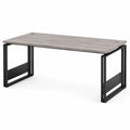Schreibtisch Bürotisch mit 2 Kabeldurchführungen aus melaminbeschichteter Spanplatte und Stahl rechteckig Grau Schwarz L 160 x B 70 x H 75 cm