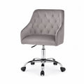 Bürostuhl Drehstuhl höhenverstellbar mit Rollen und Armlehnen aus Polyester-Samtgewebe und verchromtem Stahl Taupegrau Silberfarben Schwarz B 60 x T 60 x H 82 bis 94 cm