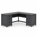 L-förmiger Schreibtisch mit 6 Schubladen und 3 Kabeldurchführungen aus Spanplatte Anthrazit Schwarz L 180 x B 180 x H 75 cm