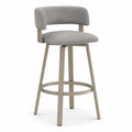 Barhocker gepolstert mit niedriger Rückenlehne Polyestergewebe Stahl Grau Taupe 50 x 52 x 98 cm