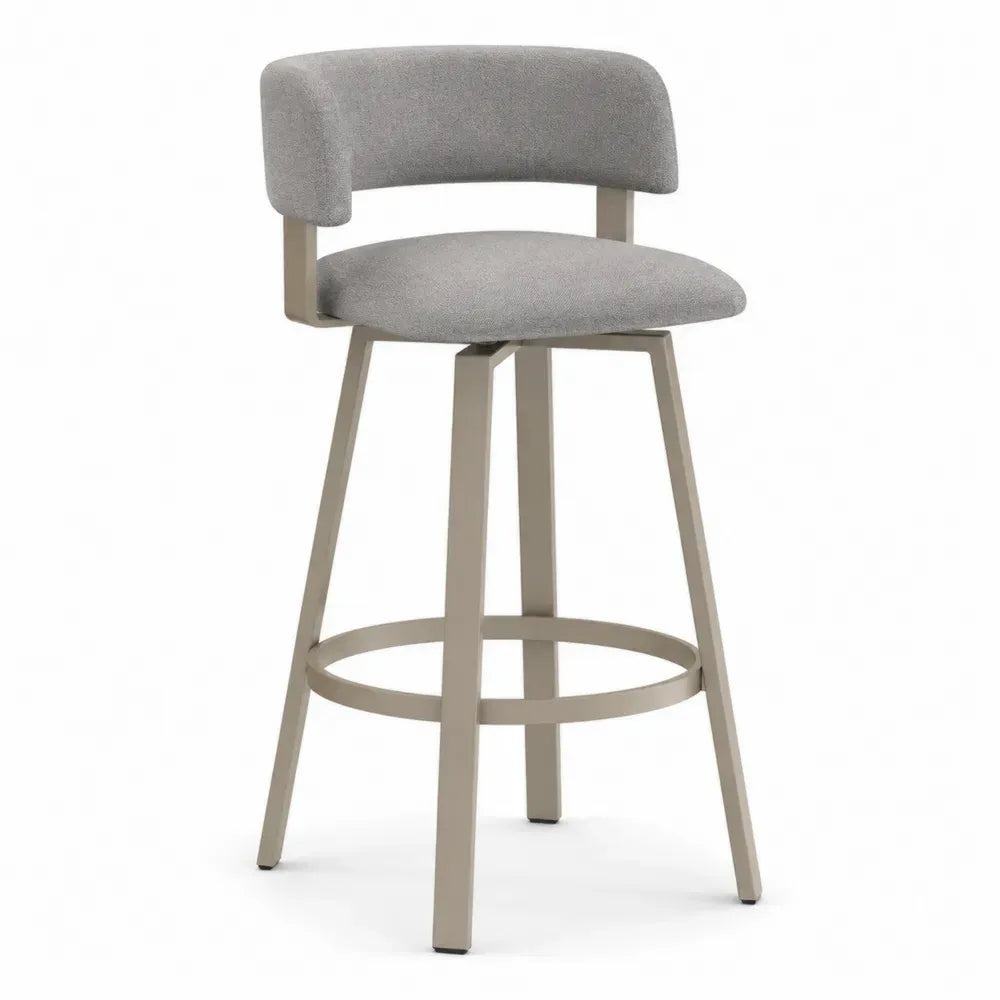 Barhocker gepolstert mit niedriger Rückenlehne Polyestergewebe Stahl Grau Taupe 50 x 52 x 98 cm