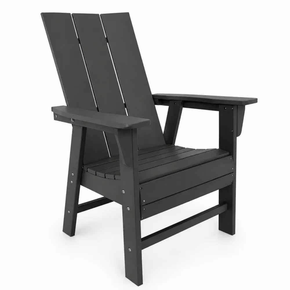 Gartenstuhl Adirondack Loungesessel mit Armlehnen HDPE Lattenrücken Schwarz 75 x 83 x 102 cm