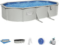 Hydrium Stahlwandpool Set mit Sandfilter, 610 x 360 cm, Grau