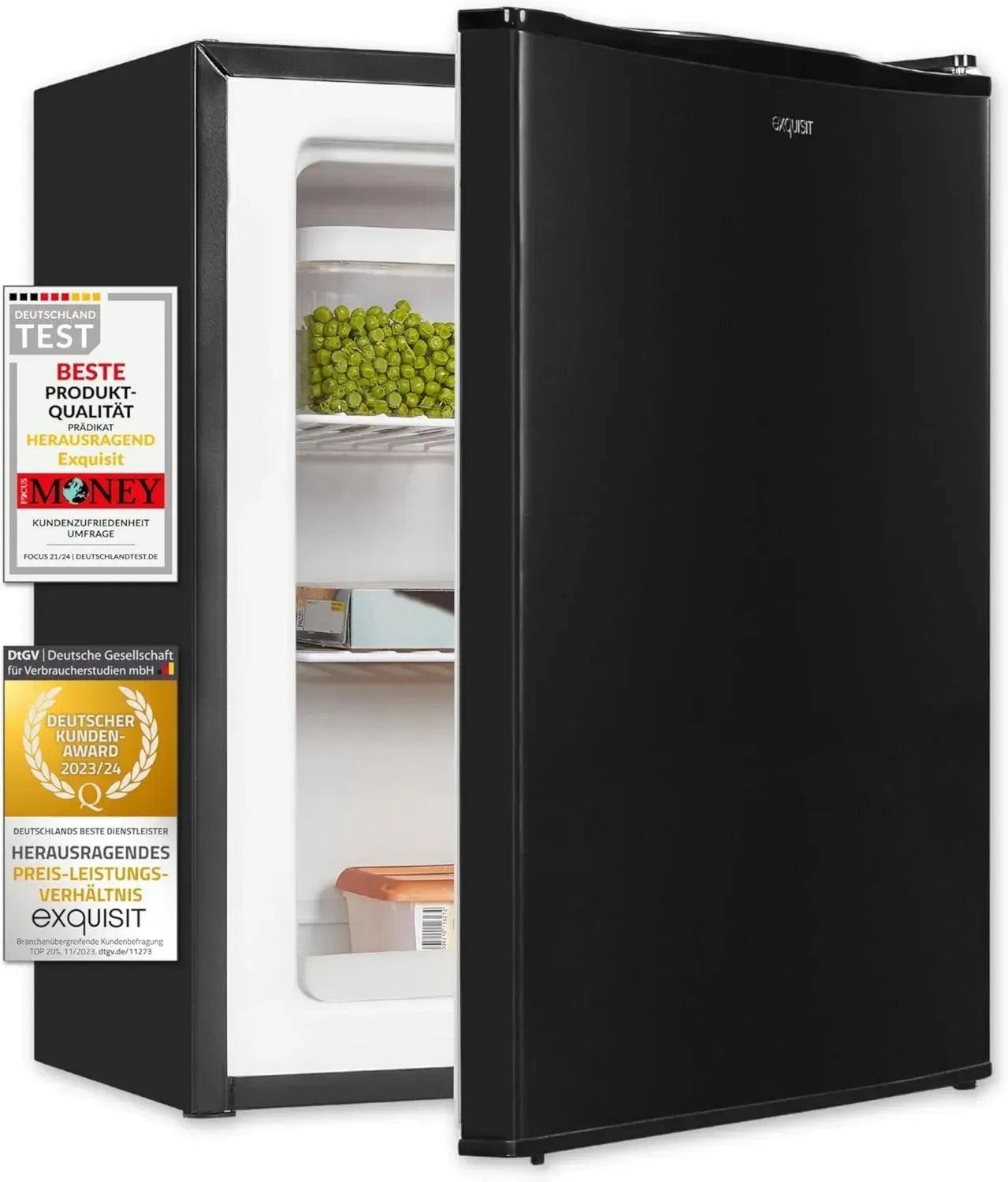 Exquisit Kompakter Mini-Gefrierschrank 42L, 4-Sterne, Schwarz