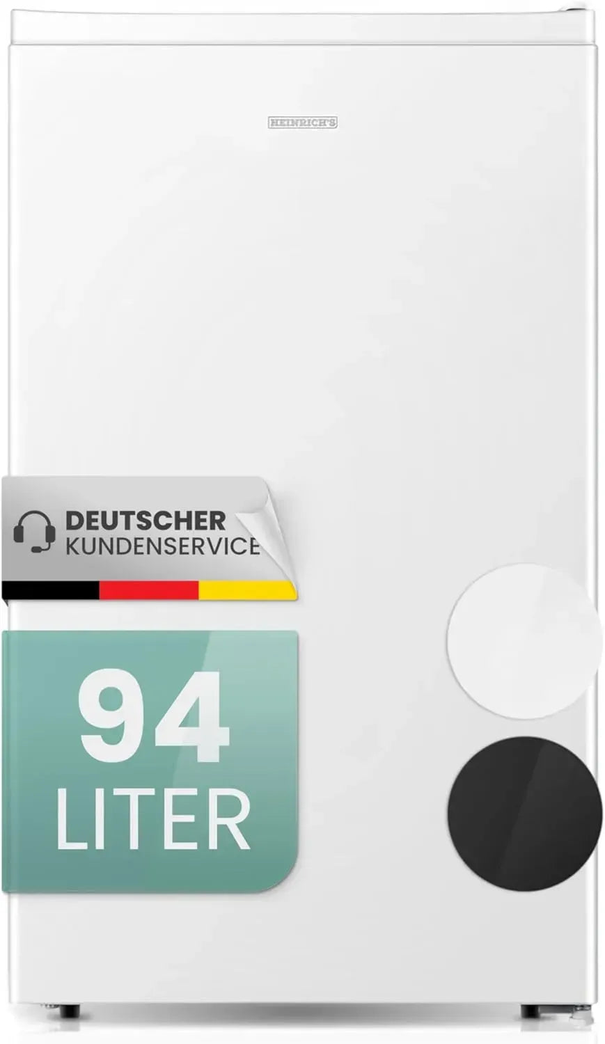 Heinrichs leiser Mini-Getränkekühlschrank 94L mit 7 Kühlstufen, ideal für Büro und Outdoor, weiß