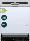 homeX Teilintegrierter Geschirrspüler 60 cm - 14 Maßgedecke, 7 Programme, AquaStop, Besteckschublade, Leise 44 dB, Startzeitvorwahl, AutoDoor-Funktion