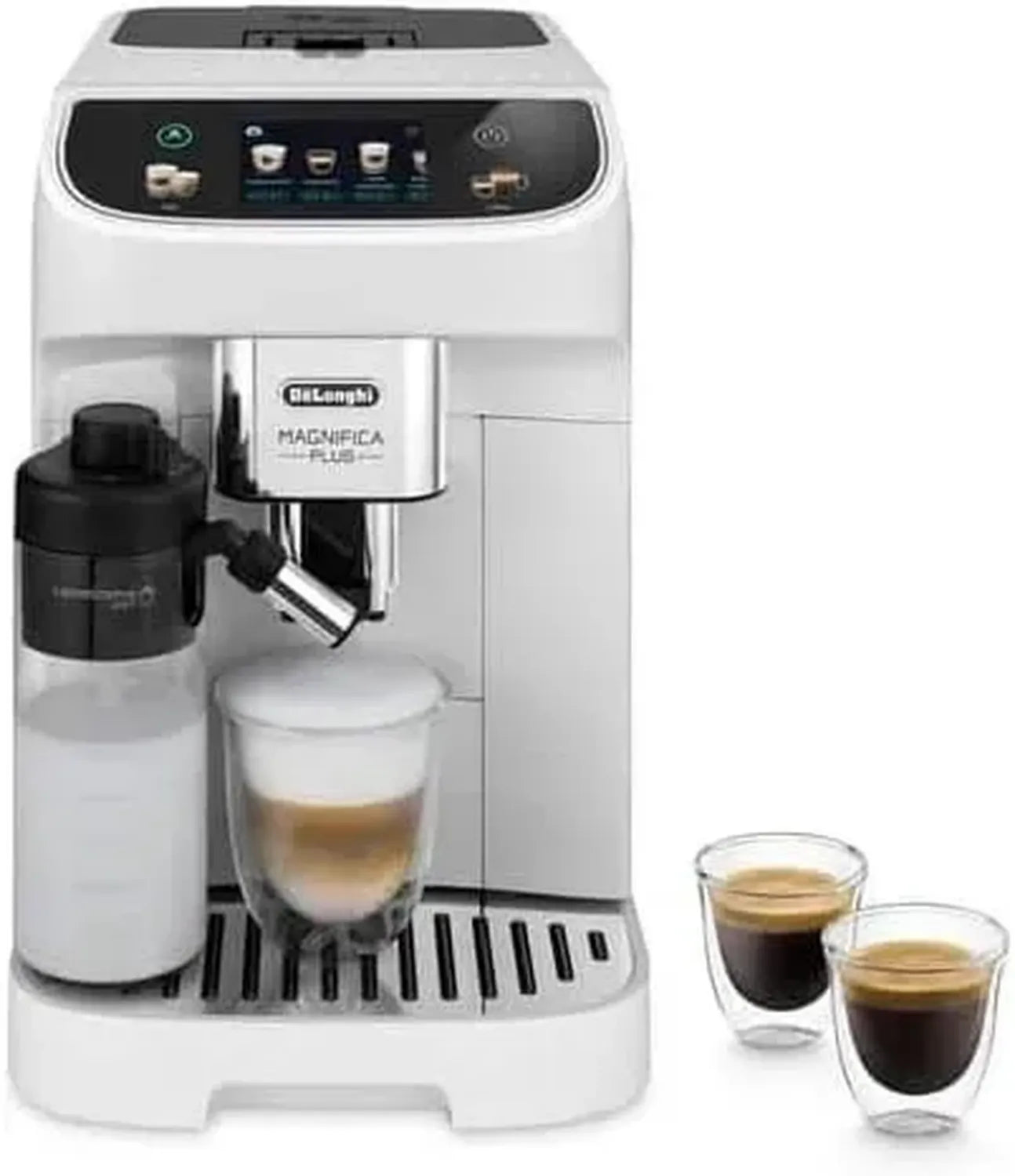 De'Longhi ECAM320.60.W Kaffeevollautomat, LatteCrema System, Automatischer Cappuccino, 4 Programme, Farbdisplay, Extra-Shot, Weiß