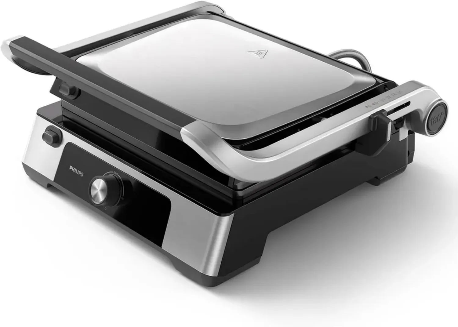 Philips Elektrischer Kontaktgrill mit einstellbarer Temperatur, 180° öffnend, abnehmbare Antihaftplatten