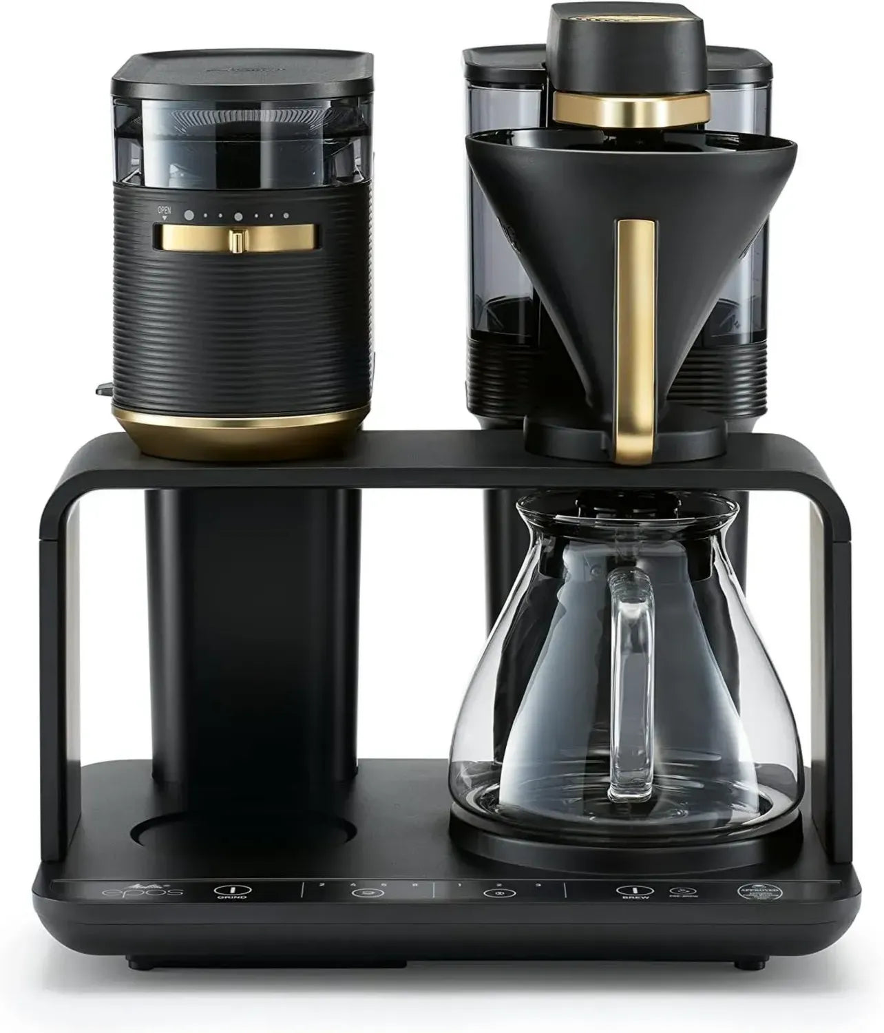 Melitta EPOS Kaffeevollautomat mit integriertem Mahlwerk, Schwarz-Gold