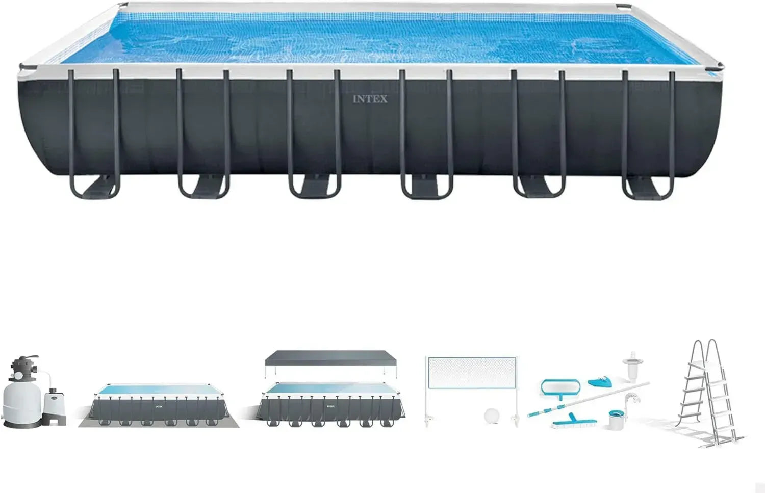 Intex Ultra XTR Rechteckiger Pool 732x366x132 cm mit Filterpumpe und Zubehör