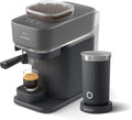 PHILIPS Baristina Espressomaschine mit Milchschäumer – Automatische Mahl-, Tamp- und Brühsystem, 16 Bar, Kaffeemaschine mit Mahlwerk & Siebträger, einfache Reinigung, Schwarzgrau