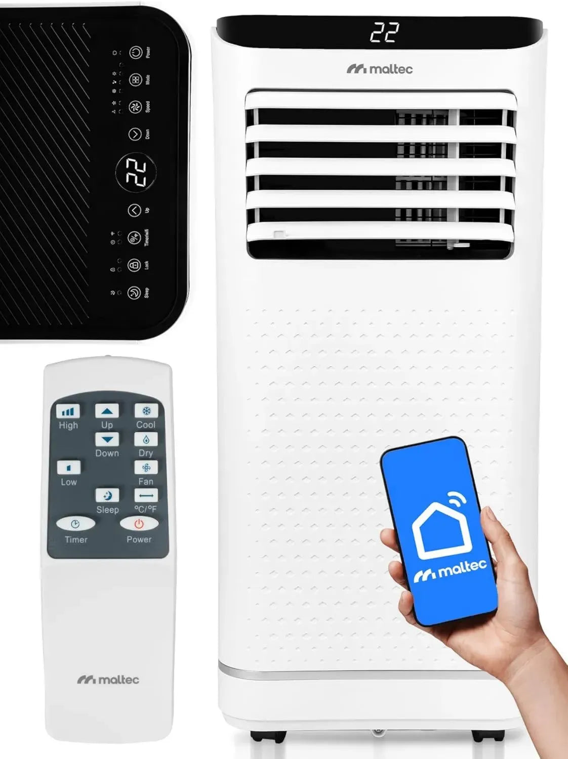 MalTec Mobiles Klimagerät 2,6 kW mit App-Steuerung und Entfeuchter