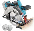 Akkubetriebene Handkreissäge 18V kompatibel mit Makita, 66mm Schnitttiefe, Ø165x20mm Sägeblatt, werkzeuglose Justierung