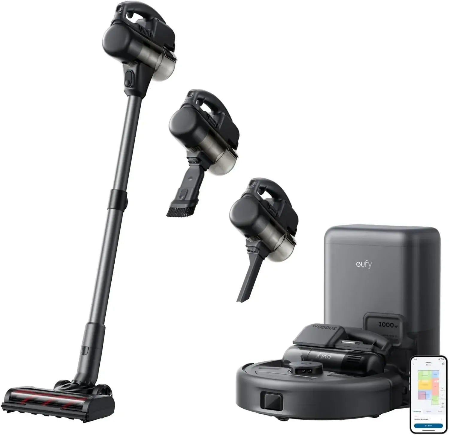 eufy RoboVac E20: 3-in-1 Saugroboter mit Auto-Entleerung, 30.000Pa Saugleistung, 5-Stufen-Filtersystem, Intelligente Hinderniserkennung, Für Teppiche und Treppen